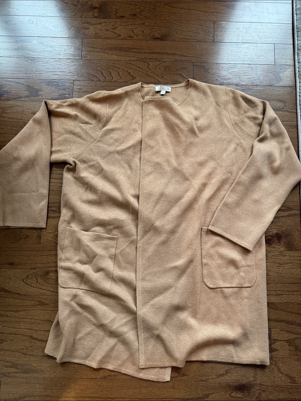 J. Crew Camel Crewneck Open long Cardigan XL